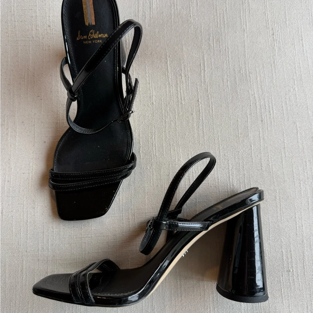 Black strappy sandal heels